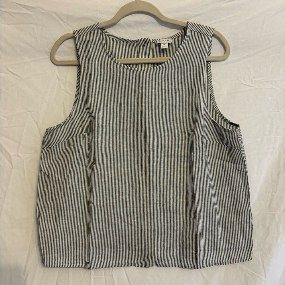 J. Crew Linen-Cotton Striped Tank Top Blouse - Size Small